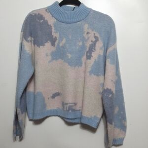 PIECES Abstracts Blue/Wht Cloud Jumper Sweater